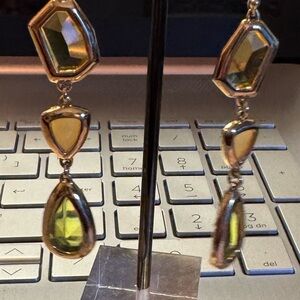 Elegant Gold and Green Drop Earrings